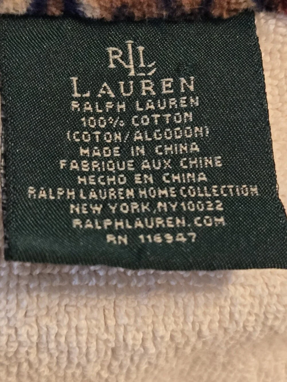 Two Vintage Lauren Ralph Lauren Medallion Paisley Cotton Bath Towels